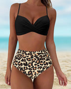 Rosa - Elegante bikini de cintura alta