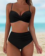 Rosa - Elegante bikini de cintura alta
