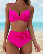 Rosa - Elegante bikini de cintura alta