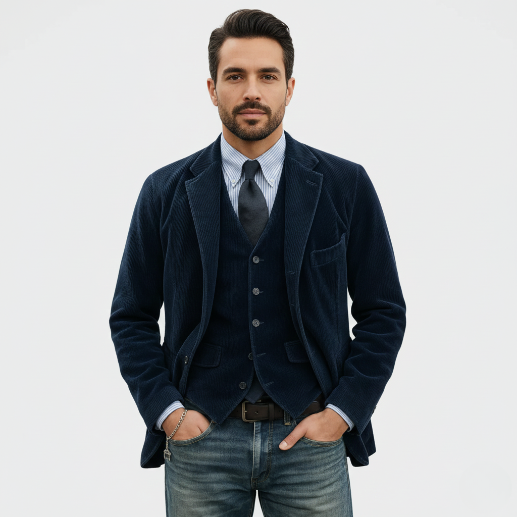 Tomas | Conjunto de chaqueta y chaleco de terciopelo